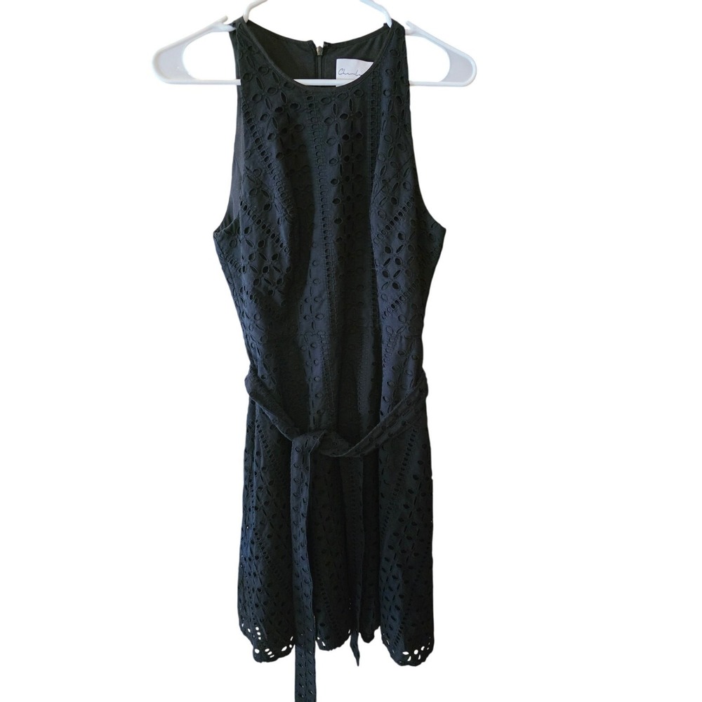 Charles Henry Midi Dress MP Womens Black Embroidered Classic Basic Date Night‎